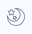 moon and stars sketch icon vector image