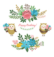 floral design elements and cute owls vector image vector image