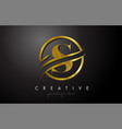 s golden letter logo design with circle swoosh vector image