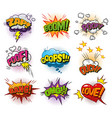 comic explosive dynamic speech bubbles collection vector image