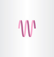 letter w ribbon logo pink icon vector image vector image