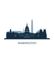 washington skyline monochrome silhouette vector image vector image