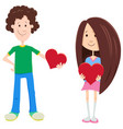 valentine card with girl and boy in love vector image