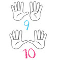 Counting numbers with hands and dots on white Vector Image