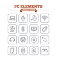 computer elements linear icons set thin outline vector image vector image