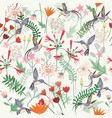 hummingbird in sweet flower garden seamless vector image