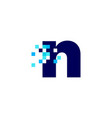 n letter lowercase pixel mark digital 8 bit logo vector image vector image