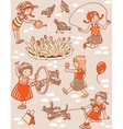 seamless pattern with playing girls vector image