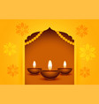 happy diwali greeting template with three lamps vector image vector image