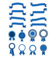 retro blue banner ribbons and badges vector image