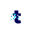 t letter lowercase pixel mark digital 8 bit logo vector image vector image