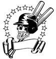 skull in baseball helmet vector image