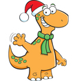cartoon brontosaurus santa vector image