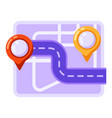 city map background design with markers and flags vector image