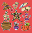 halloween sticker set occult celestial sketch vector image vector image