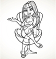 beautiful girl sitting in a chair and tells vector image