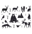 set northern animals silhouettes vector image vector image