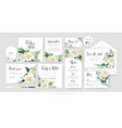 botanical floral wedding invite cards set vector image