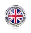 metal badge icon made in united kingdom with flag vector image