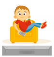 Boy is watching tv Royalty Free Vector Image - VectorStock