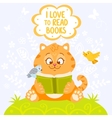 cat with book vector image
