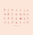 christmas icons hand sketch style peach vector image vector image