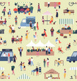seamless pattern with people buying and selling vector image vector image