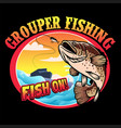 shirt design grouper fishing vector image vector image