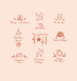 christmas labels hand sketch style peach vector image vector image