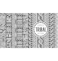 set of six ethnic seamless patterns tribal vector image