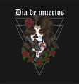 dia de muertos woman gun vector image vector image