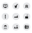 set of 9 editable travel icons includes symbols vector image vector image