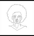 line art woman face drawing black afro vector image vector image