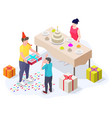birthday party celebration with gifts and cake vector image