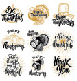 set of happy thanksgiving badges turkey pumpkin vector image vector image
