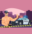 a sexy bodybuilder police officer guards crime vector image vector image