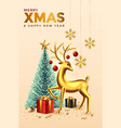 merry christmas greeting card 3 vector image vector image
