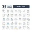 set of linear icons back to school vector image
