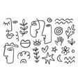 minimalistic one line drawing boho elements set vector image vector image