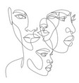 line art woman face drawing black afro vector image