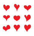 red set heart shapes flat symbol sticker vector image