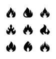 set glyph icons fire or flame vector image