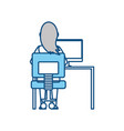 woman working at computer icon vector image