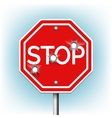 stop sign with bullet holes vector image