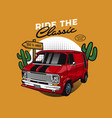classic red vans car vector image vector image