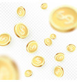 heap falling golden coins isolated on transparent vector image vector image