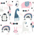 seamless childish pattern with cute giragge vector image