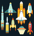 rocket ships start up flat style set vector image