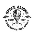 space aliens black emblem in vintage style vector image