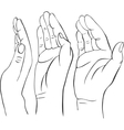 three hands with open palms vector image